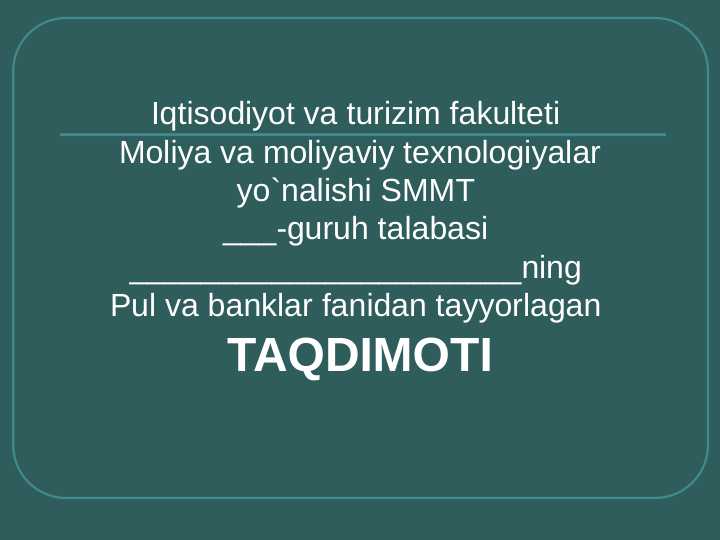 O’zbekiston Respublikasida pul elementlar