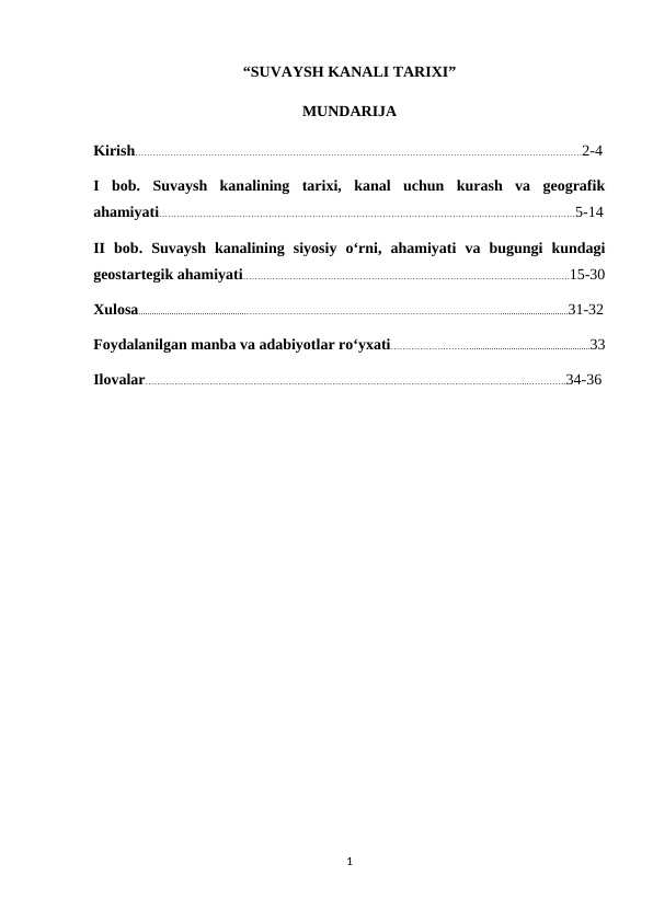 SUVAYSH KANALI TARIXI