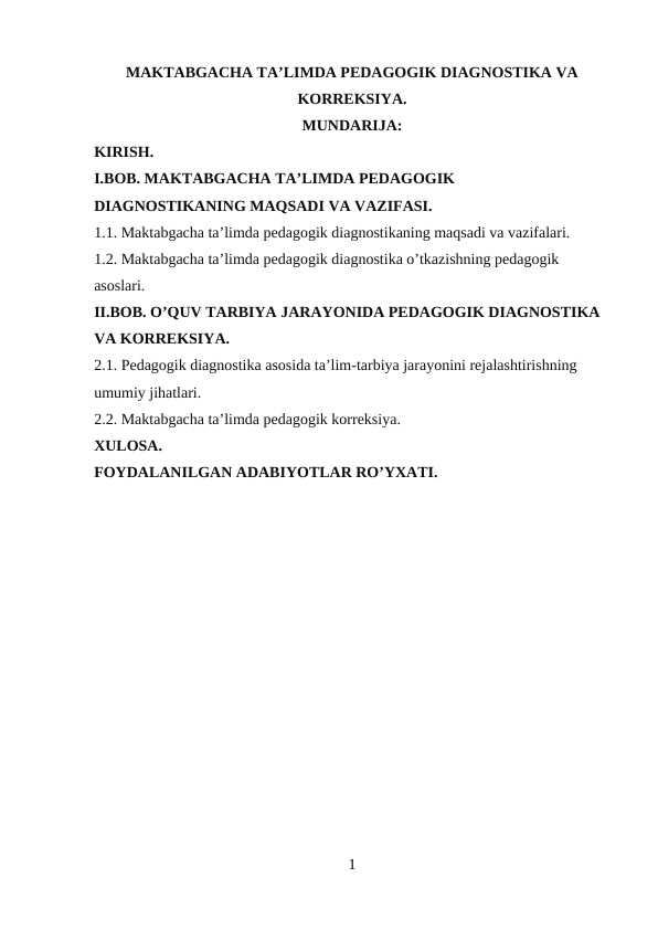 Maktabgacha ta'limda pedagogik diagnostika va korreksiya