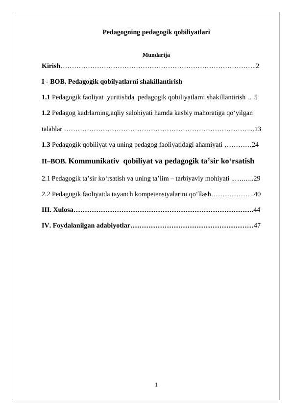 Pedagogning pedagogik qobiliyatlari