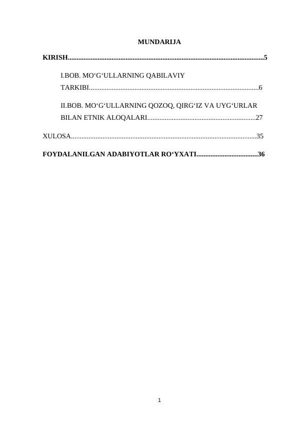 XVII- ASRDA MOʻGʻUL QABILALARI TARIXI