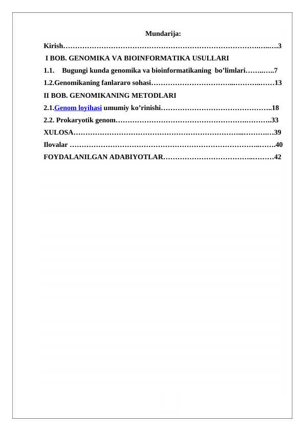 GENOMIKANING METODLARI