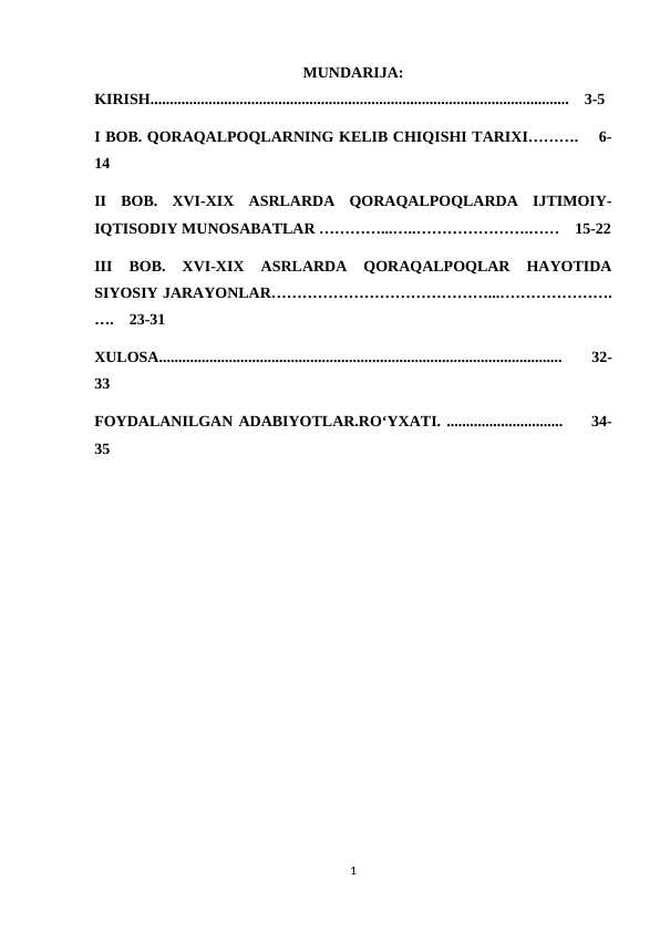 XVI-XIX asr birinchi yarimida Qoraqalpoqlar