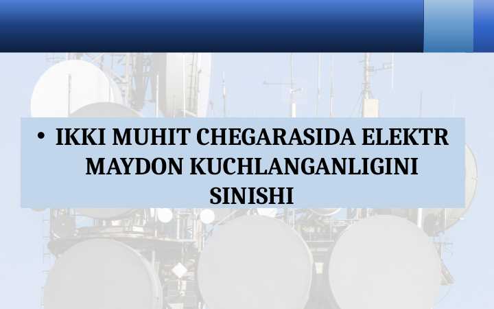 Ikki muhit chegarasida elektr maydon kuchlanganligini sinishi