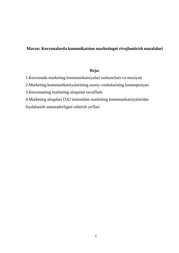 Korxonalarda komunikatsion marketingni rivojlantirish masalalari