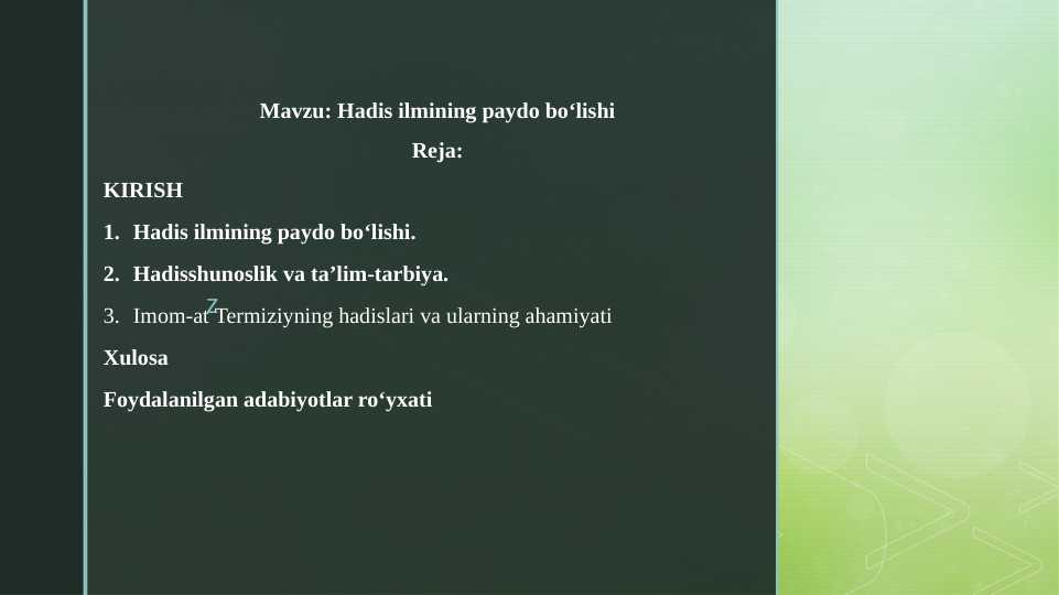 Hadis ilmining paydo bo‘lishi