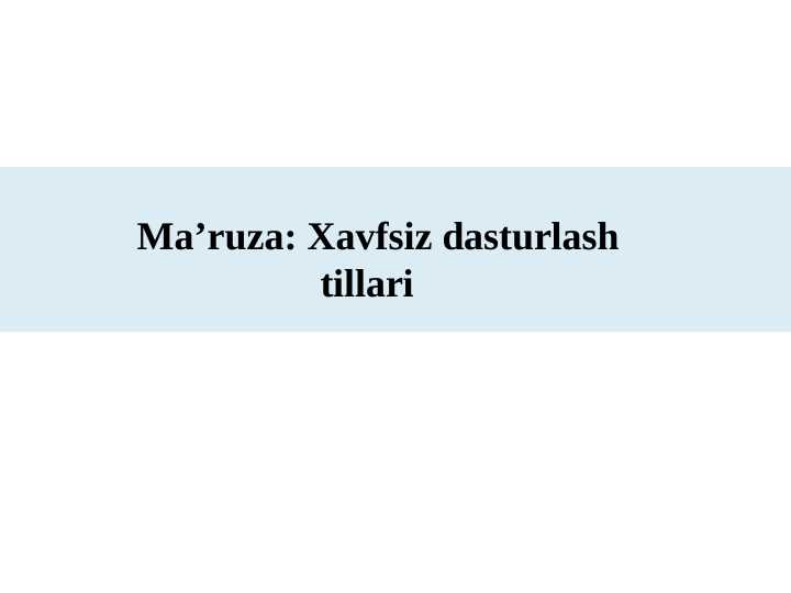 Xavfsiz dasturlash tillari