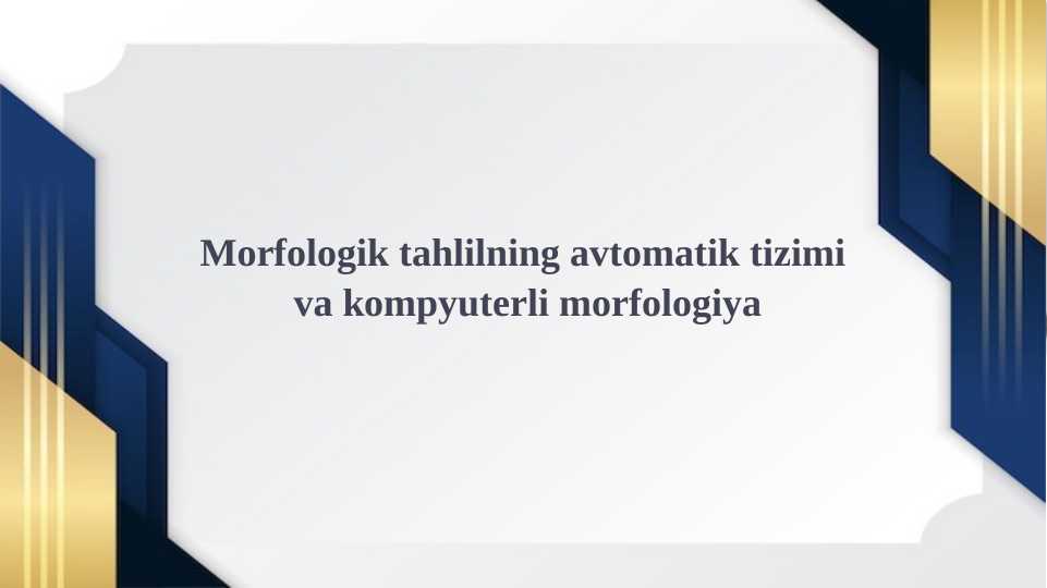 Morfologik tahlilning avtomatik tizimi