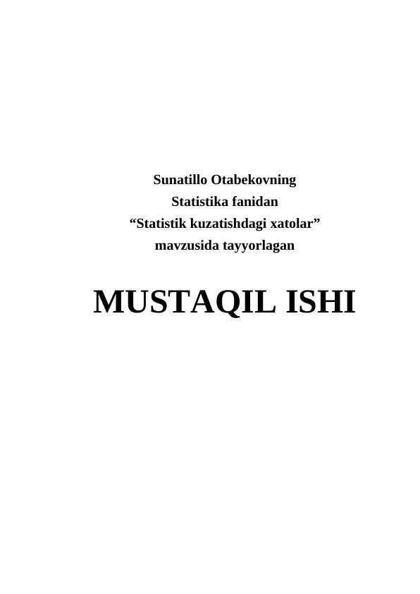 Statistik kuzatishdagi xatolar