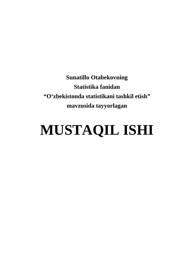O‘zbekistonda statistikani tashkil etish