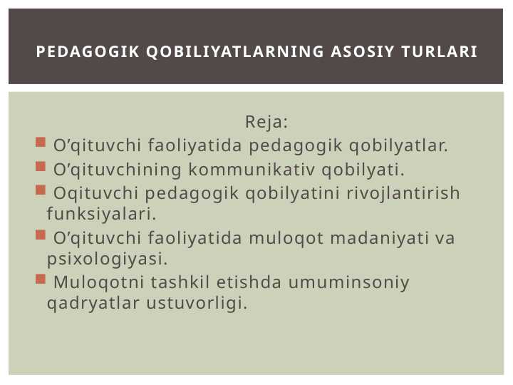 PEdagogik qobiliyatlarning asosiy turlari