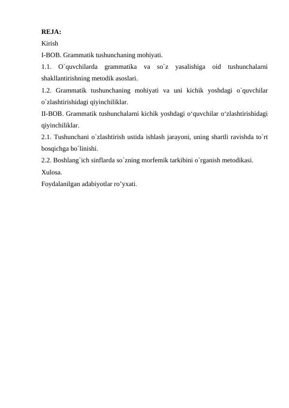 Grammatik tushunchalarni o'zlashtirishning metodik shartlari