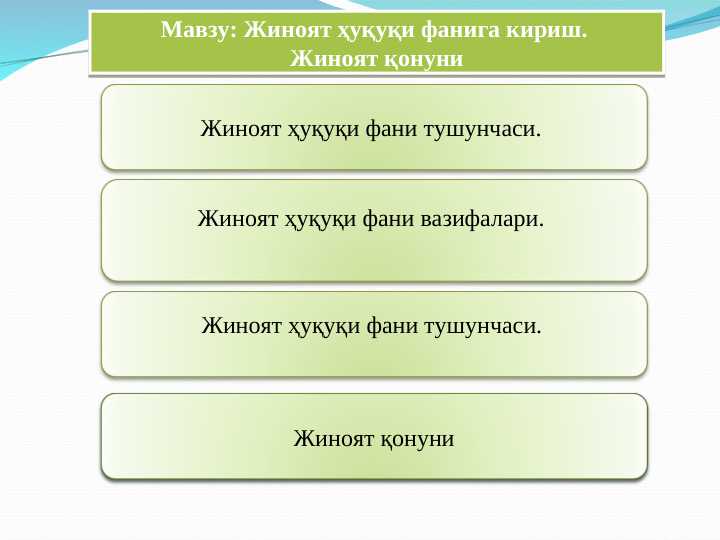 Jinoyat huquqi faniga kirish. Jinoyat qonuni