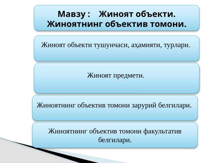 Jinoyat ob'ekti va ob'ektiv tomoni