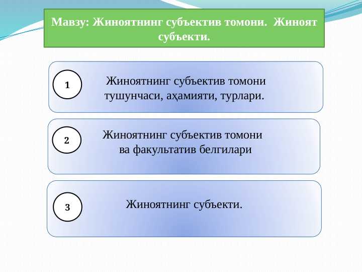 Jinoyat sub'ekti va sub'ektiv tomoni