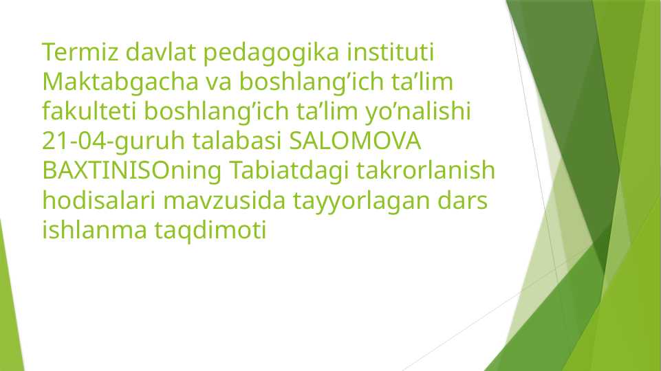 Tabiatdagi  takrorlanish hodisalari