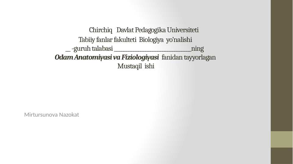 Bosh skeletining tuzilishi va o’zaro birikuvi