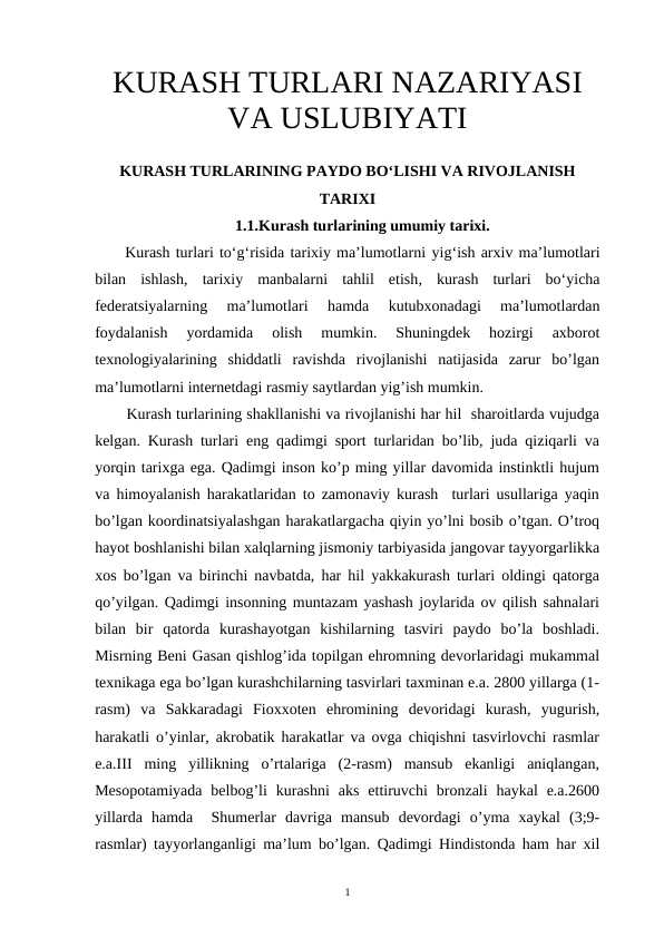KURASH TURLARI NAZARIYASI VA USLUBIYATI