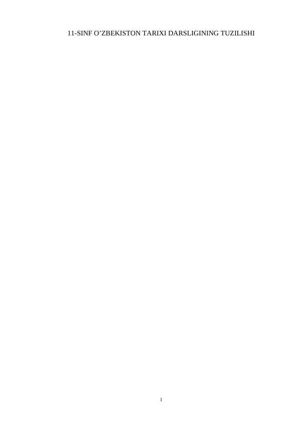 11-sinf O'zbekiston tarixi darsligining tuzilishi
