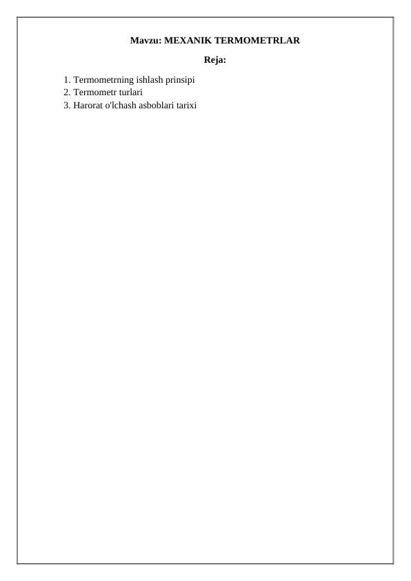 MEXANIK TERMOMETRLAR