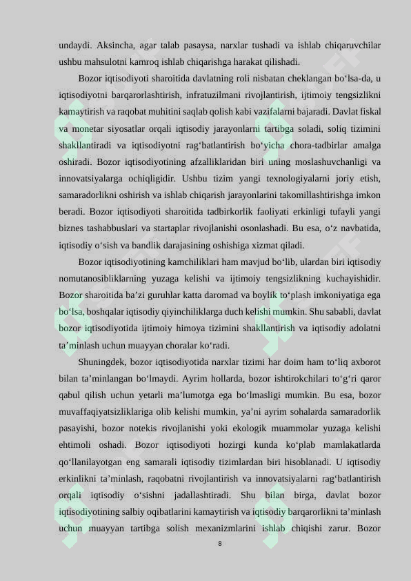 BOZOR IQTISODIYOTI.BOZOR VA UNING TUZILISHI.