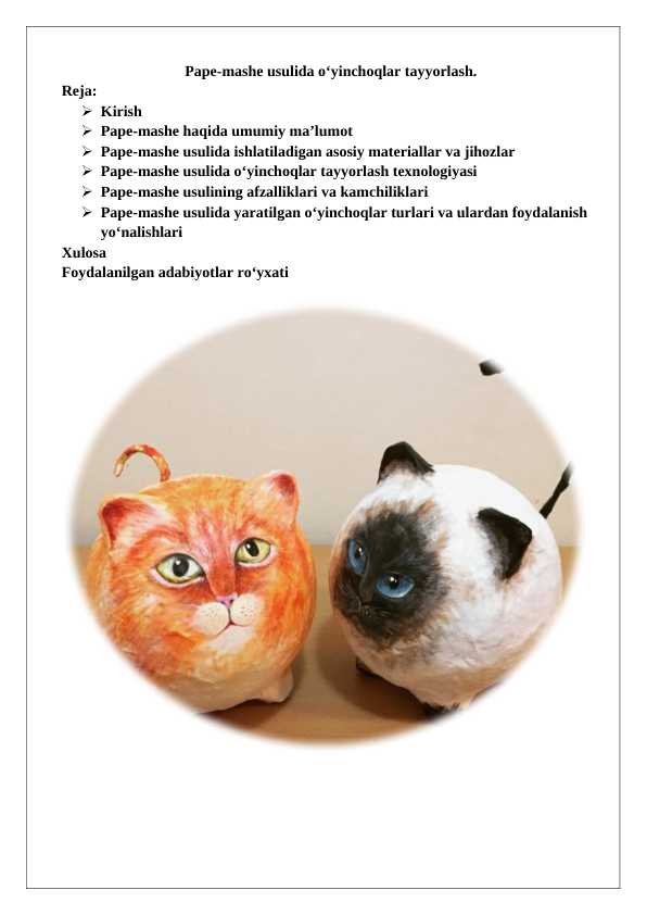 Pape-mashe usulida o‘yinchoqlar tayyorlash