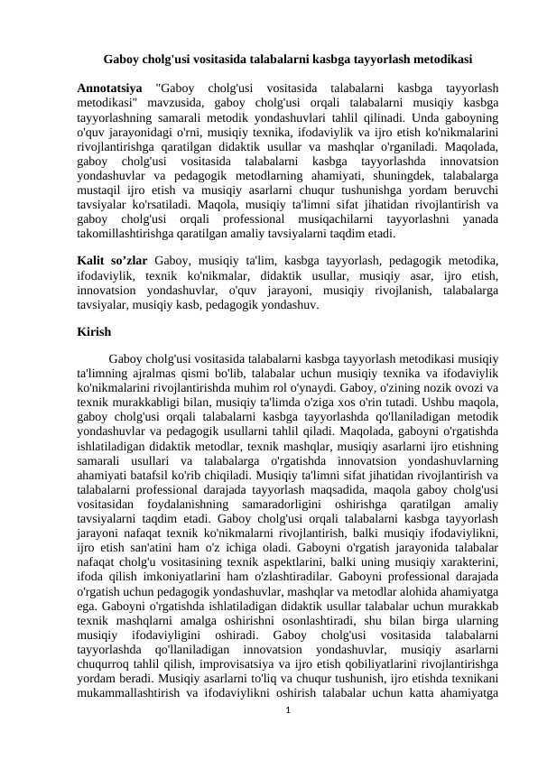 Gaboy cholg'usi vositasida talabalarni kasbga tayyorlash metodikasi maq.docx