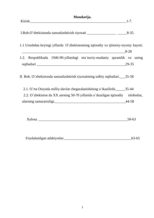 O'zbekistonda sanoatlashtirish siyosati