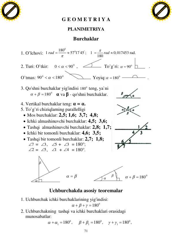 Geometriya faniadan ma'lumotnoma