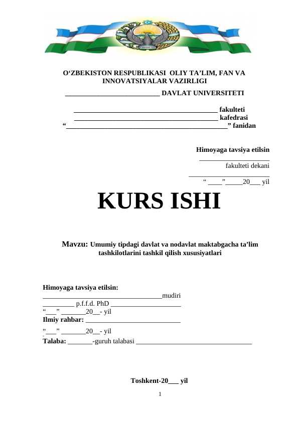 Umumiy tipdagi davlat va nodavlat maktabgacha ta’lim tashkilotlarini tashkil qilish xususiyatlari