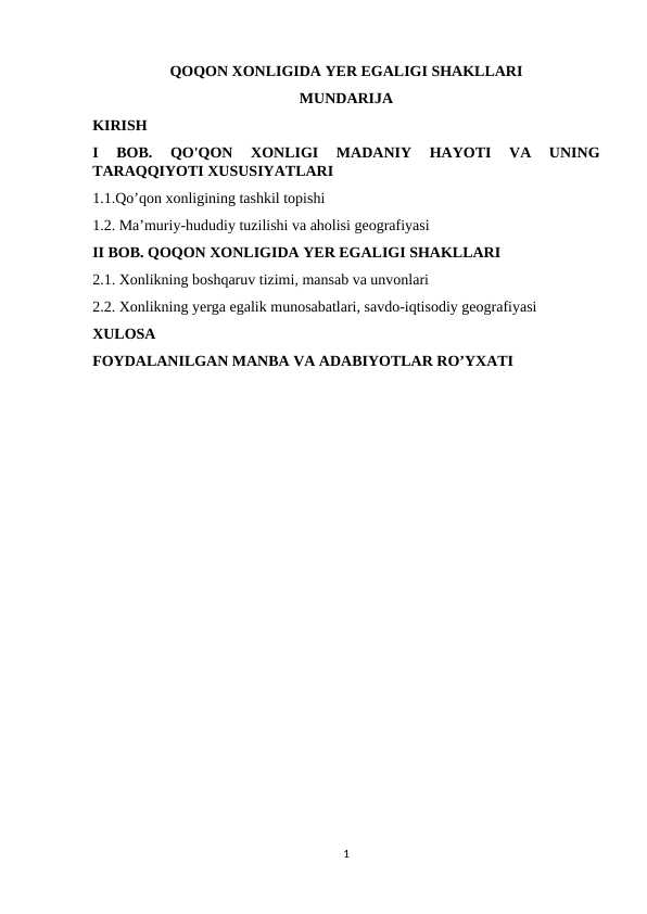 Qoqon xonligida yer egaligi shakllari