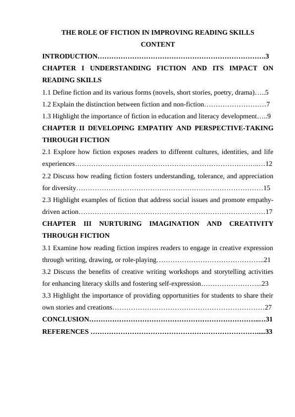 THE ROLE OF FICTION IN IMPROVING READING SKILLS