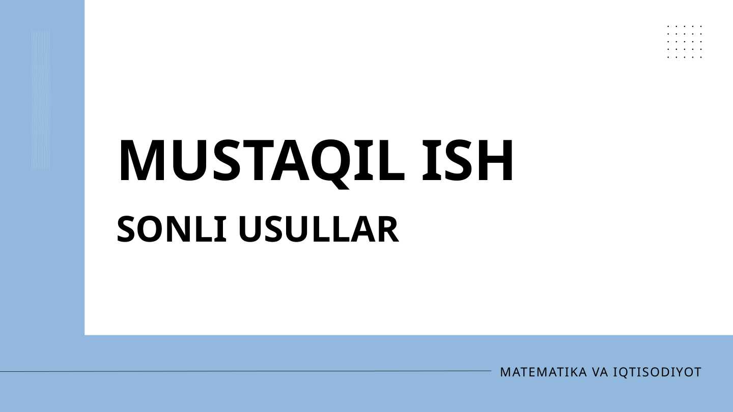 ODDIY DIFFERENSIAL TENGLAMALAR UCHUN CHEGARAVIY MASALALARNI TAQRIBIY YECHISH