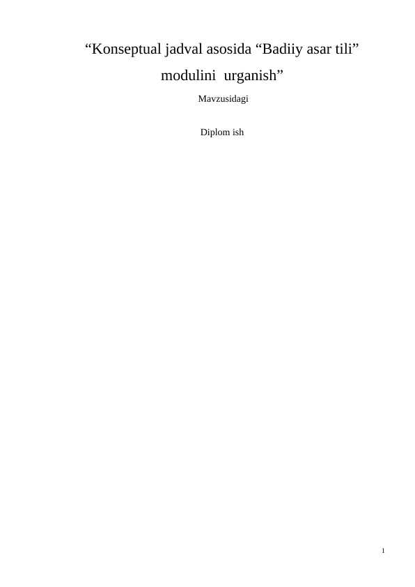 Konseptual jadval asosida “Badiiy asar tili” modulini o'rganish