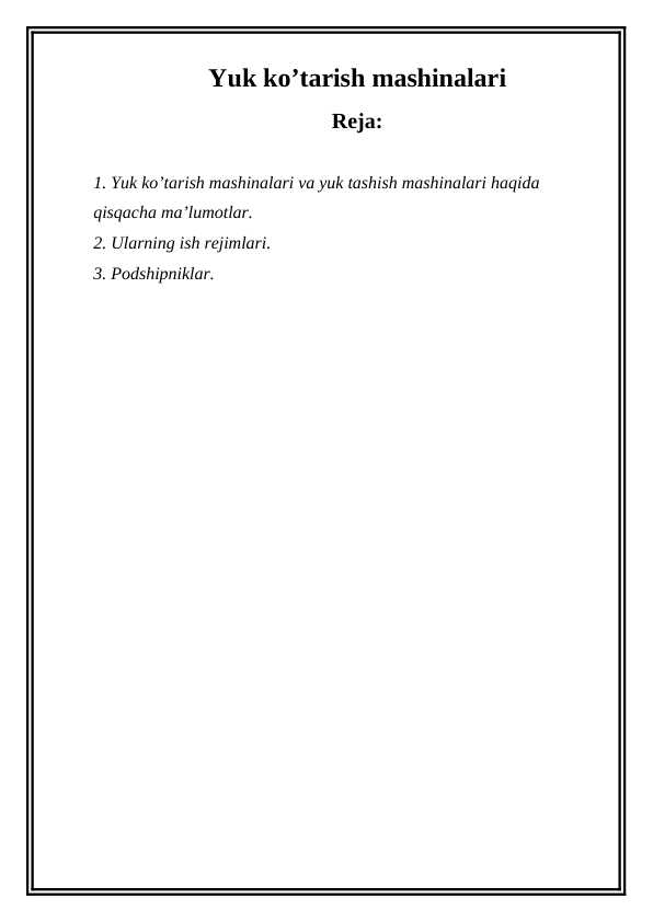 Yuk ko’tarish mashinalari