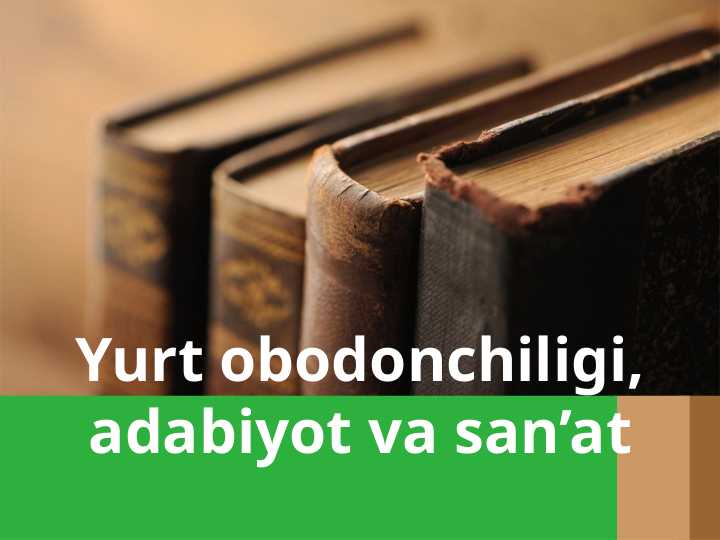 Yurt obodonchiligi, adabiyot va san’at