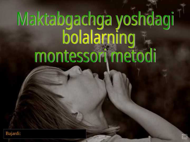 Maktabgachga yoshdagi  bolalarning  montessori metodi