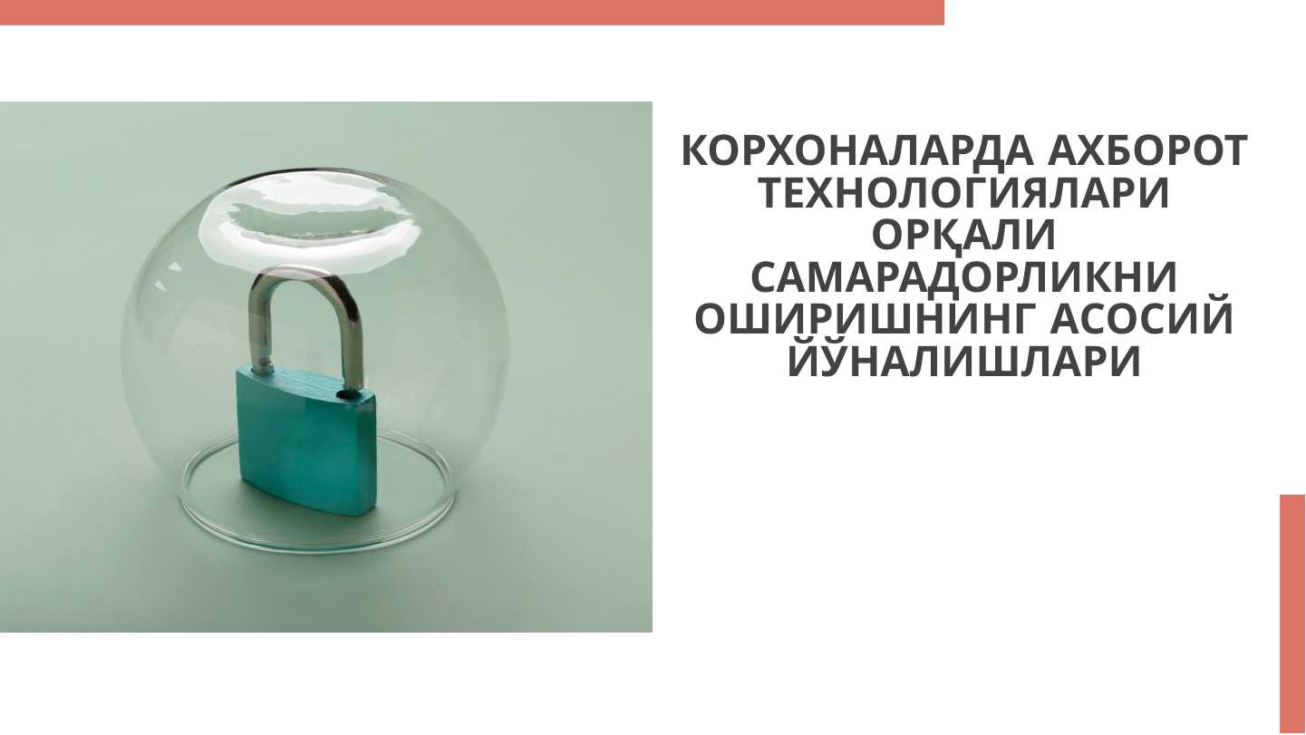 КОРХОНАЛАРДА АХБОРОТ ТЕХНОЛОГИЯЛАРИ ОРҚАЛИ САМАРАДОРЛИКНИ ОШИРИШНИНГ АСОСИЙ ЙЎНАЛИШЛАРИ