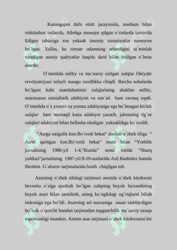 Chingiz Aytmatov asarlari va uning “Asrga tatigulik kun” asari haqida