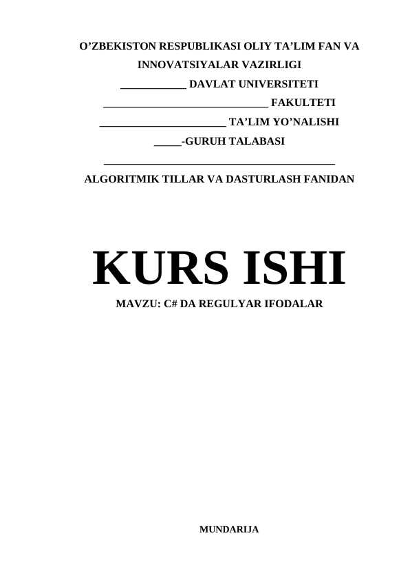 C# DA REGULYAR IFODALAR