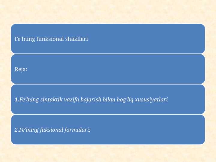Fe'lning funksional shakllari