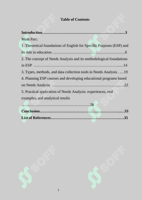 Needs Analysis in English for Specific Purposes (ESP)