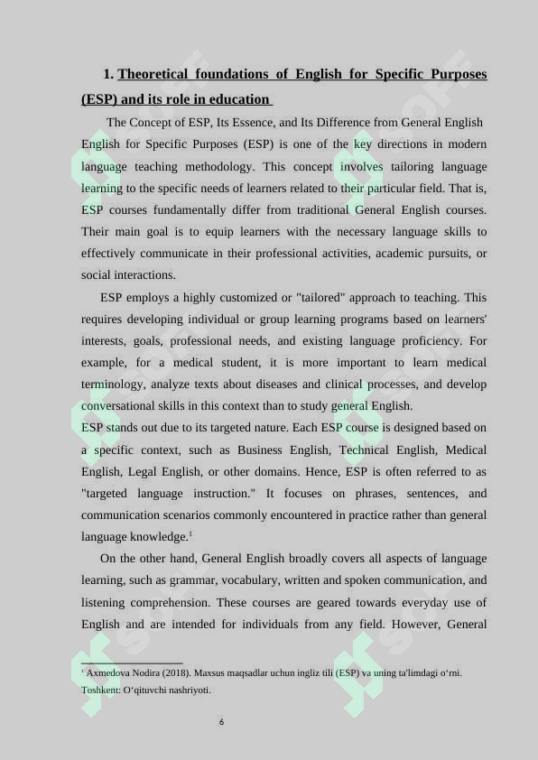 Needs Analysis in English for Specific Purposes (ESP)