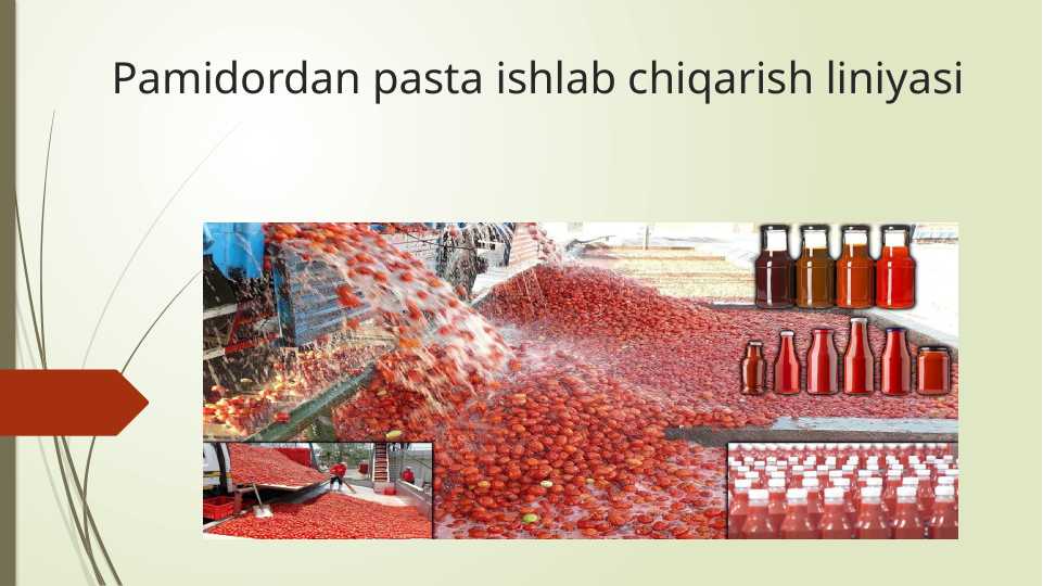 Pamidordan pasta ishlab chiqarish liniyasi