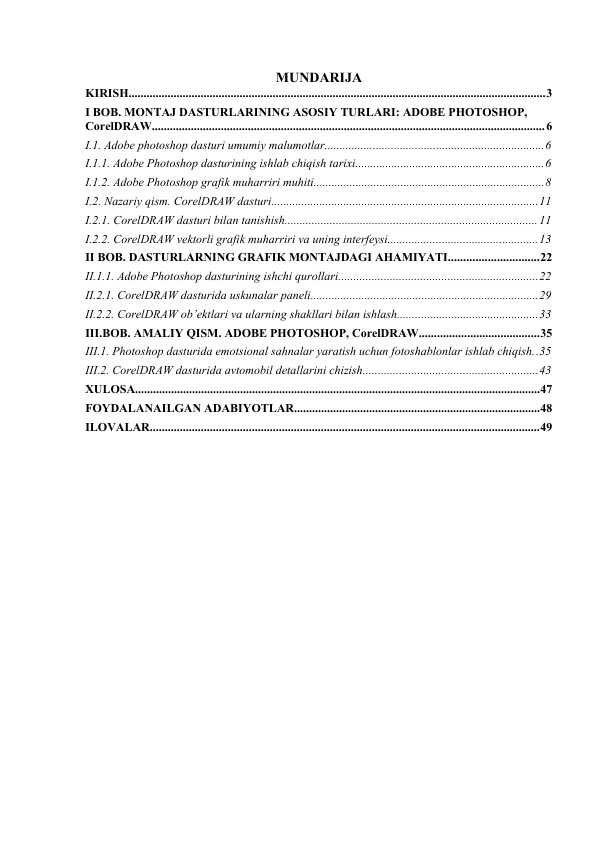 GRAFIK MONTAJ DASTURLARI VA ULARNING XUSUSIYATLARI