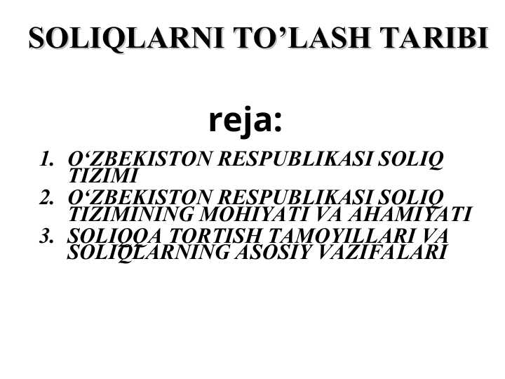 SOLIQLARNI TO’LASH TARIBI