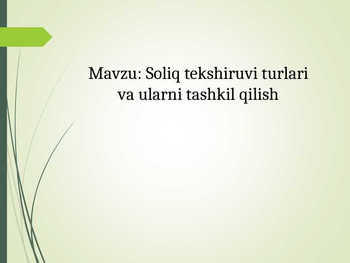 Soliq tekshiruvi turlari va ularni tashkil qilish