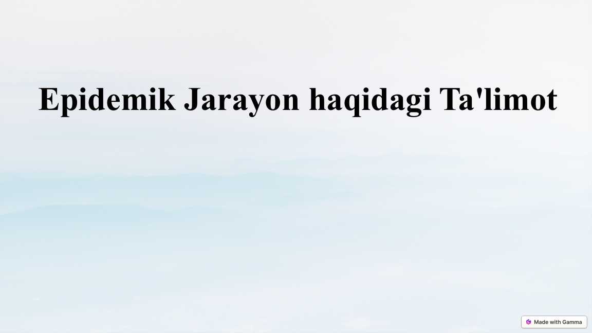 Epidemik Jarayon haqidagi Ta'limot