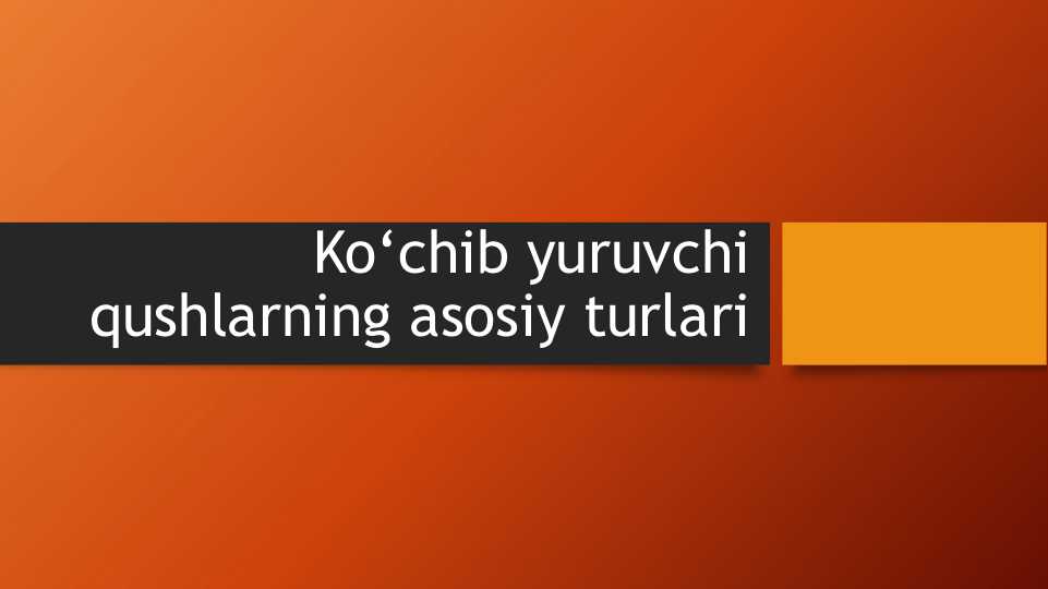 Ko‘chib yuruvchi qushlarning asosiy turlari