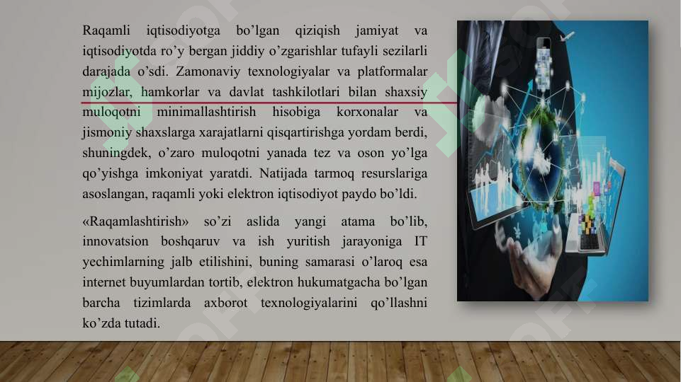 KELAJAK TEXNOLOGIYALARi VA RAQAMLASHTIRISHNING OQIBATLARI